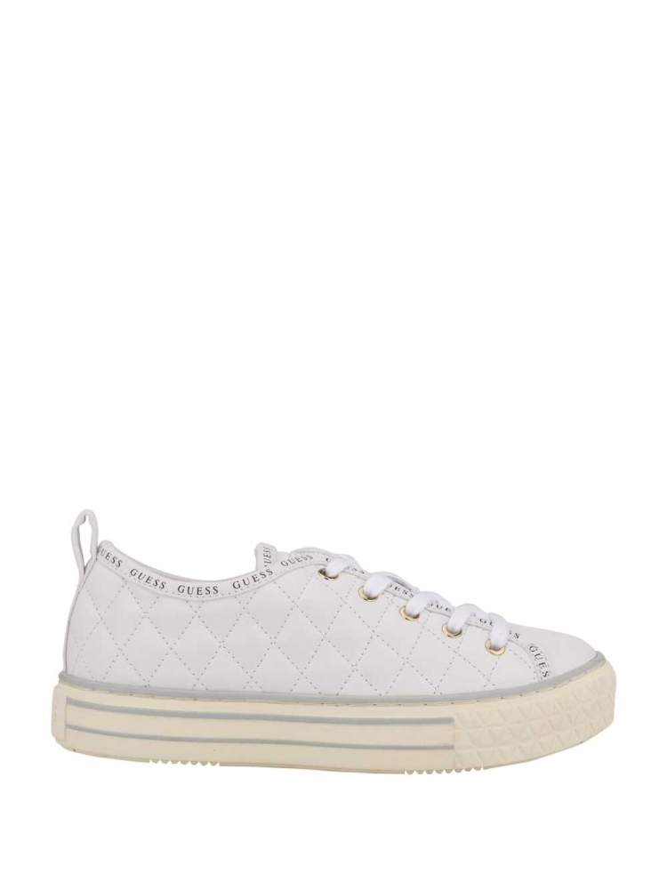 GUESS Quilted Low-Top Women's Sneakers White Multicolor | UK2856WCK