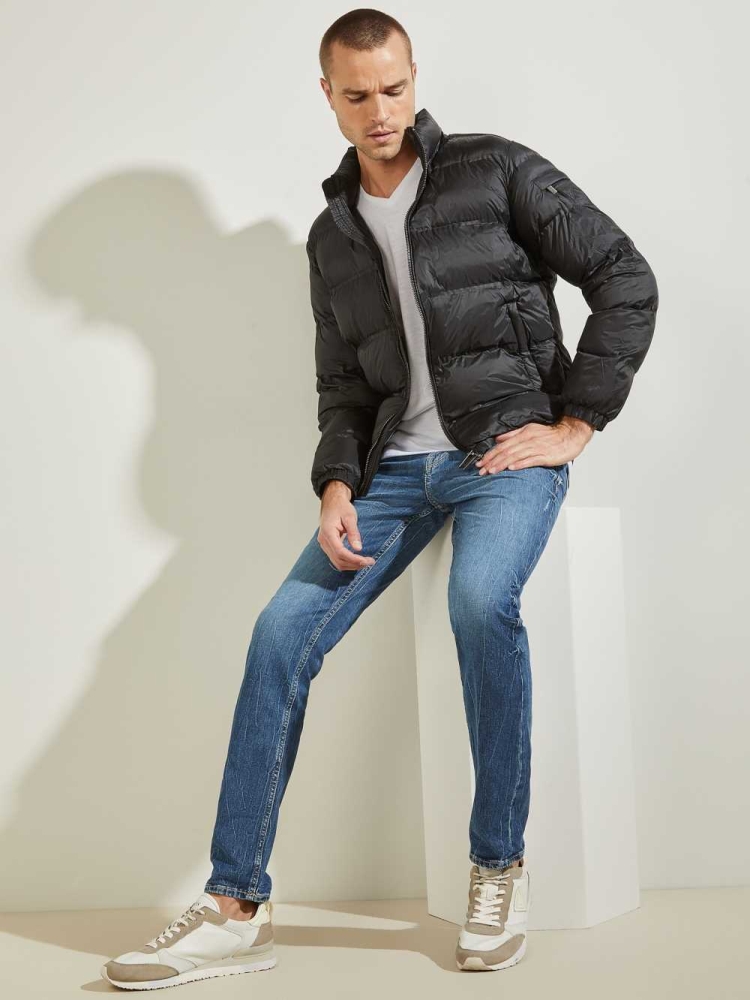 GUESS Quilted Puffer Men's Jackets Black | UK8613OKN