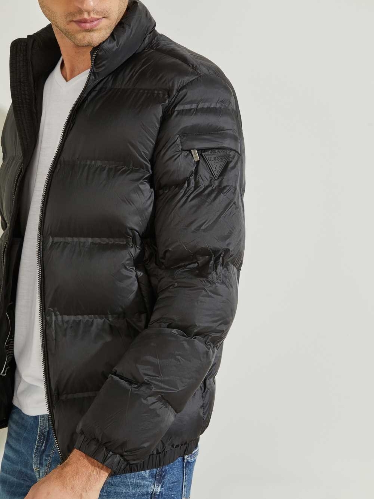 GUESS Quilted Puffer Men's Jackets Black | UK8613OKN