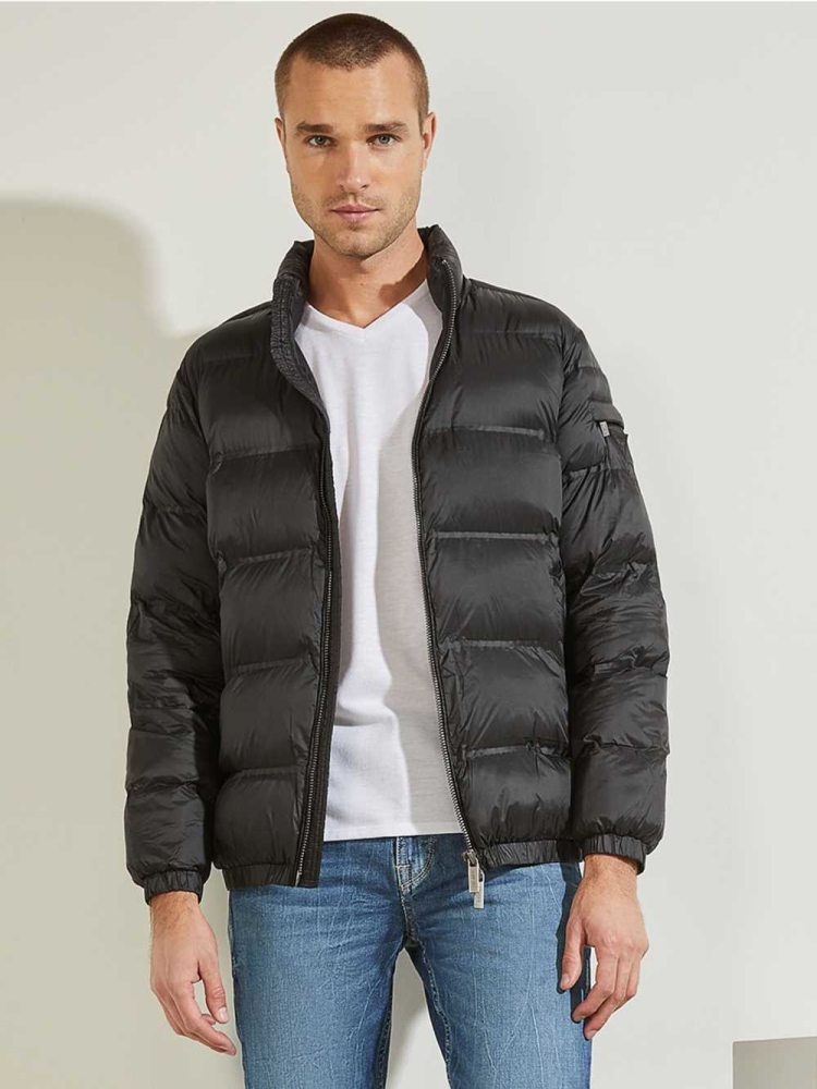 GUESS Quilted Puffer Men\'s Jackets Black | UK8613OKN