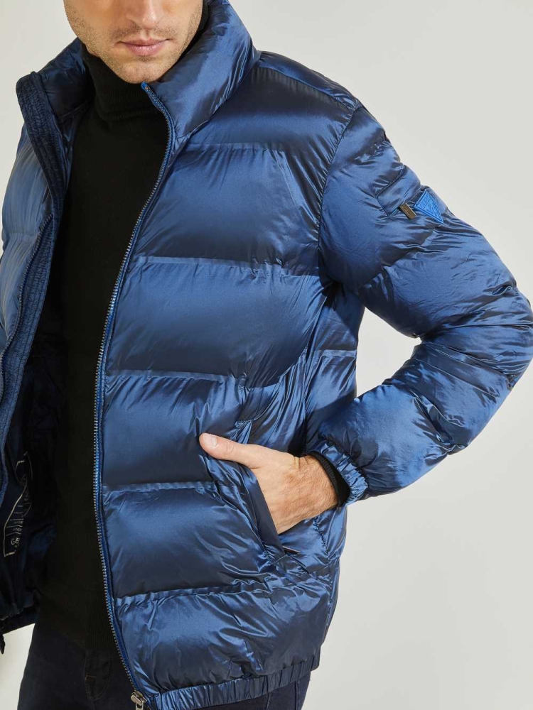 GUESS Quilted Puffer Men's Jackets Blue | UK1486WAP