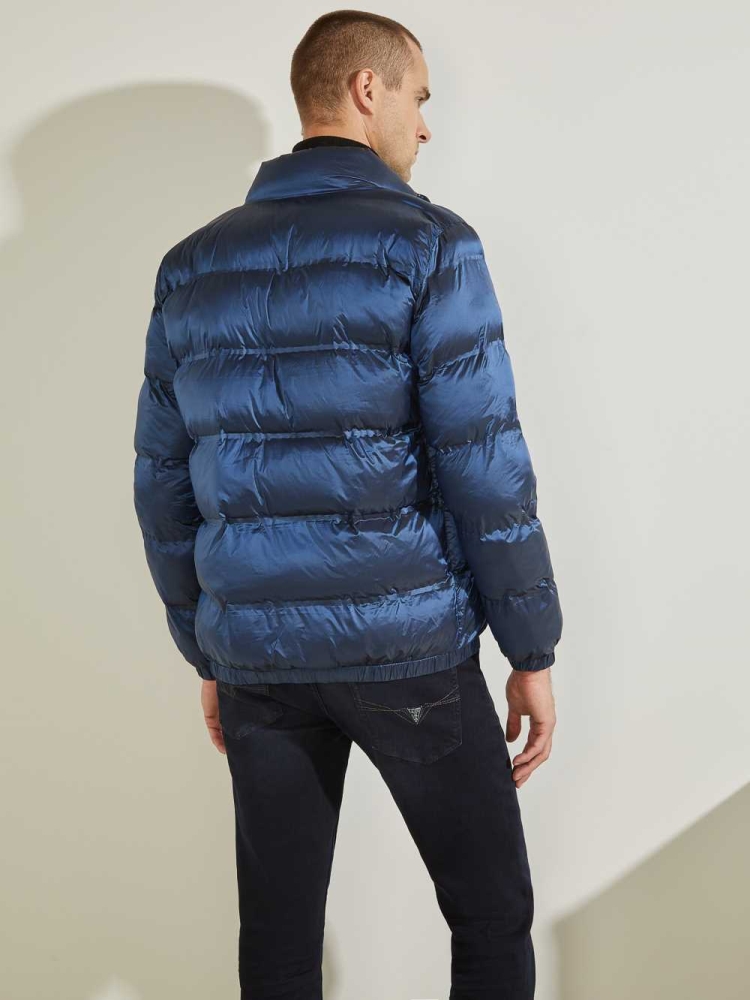 GUESS Quilted Puffer Men's Jackets Blue | UK1486WAP