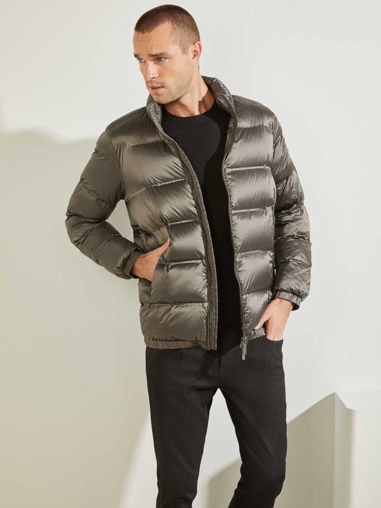 GUESS Quilted Puffer Men\'s Jackets Green | UK8167TLS