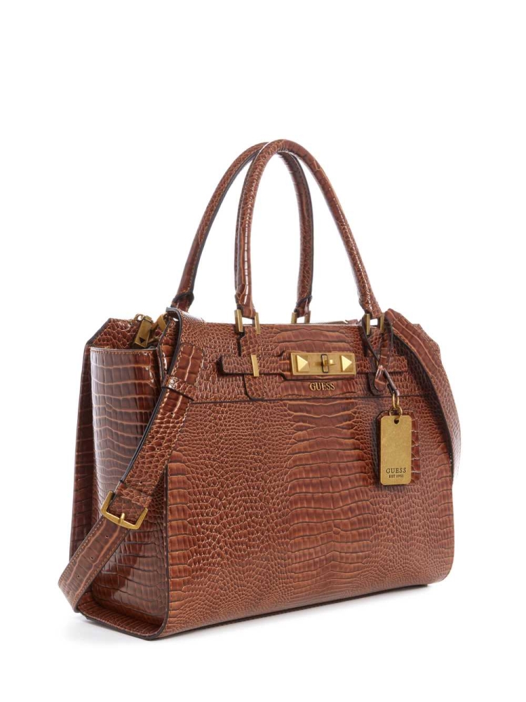 GUESS Raffie Carryall Women's Crossbodies Brown | UK1235PDK