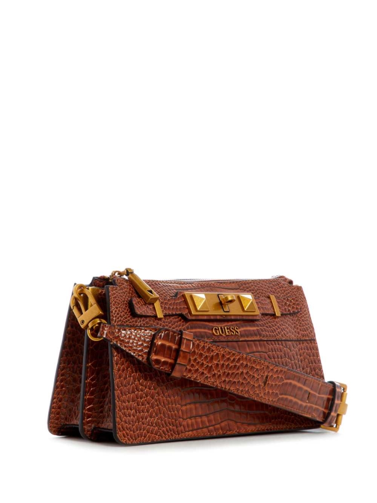 GUESS Raffie Mini Women's Crossbodies Brown | UK6475SQJ