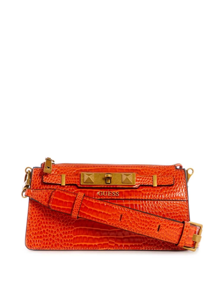 GUESS Raffie Mini Women\'s Crossbodies Orange | UK6892CBQ