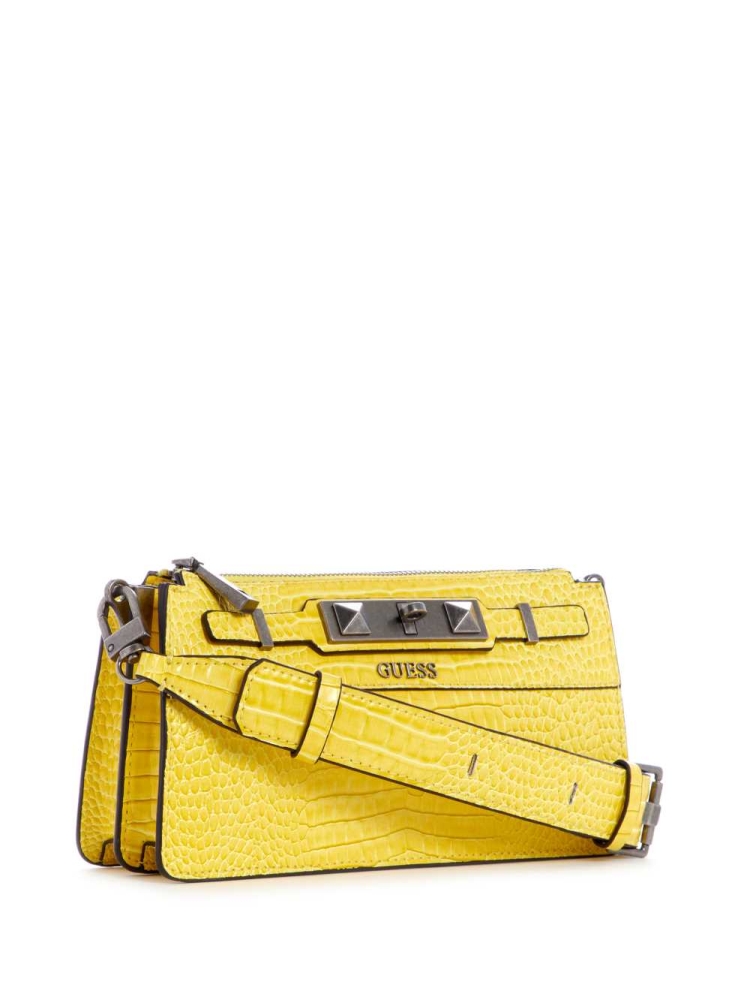 GUESS Raffie Mini Women's Crossbodies Yellow | UK1269VCF