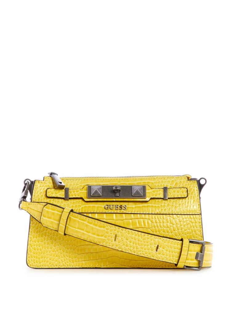 GUESS Raffie Mini Women\'s Crossbodies Yellow | UK1269VCF