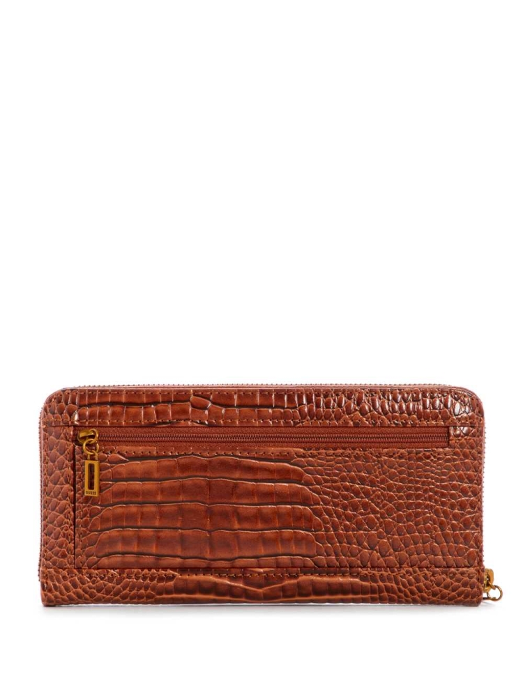 GUESS Raffie Zip-Around Women's Crossbodies Brown | UK0352IVU