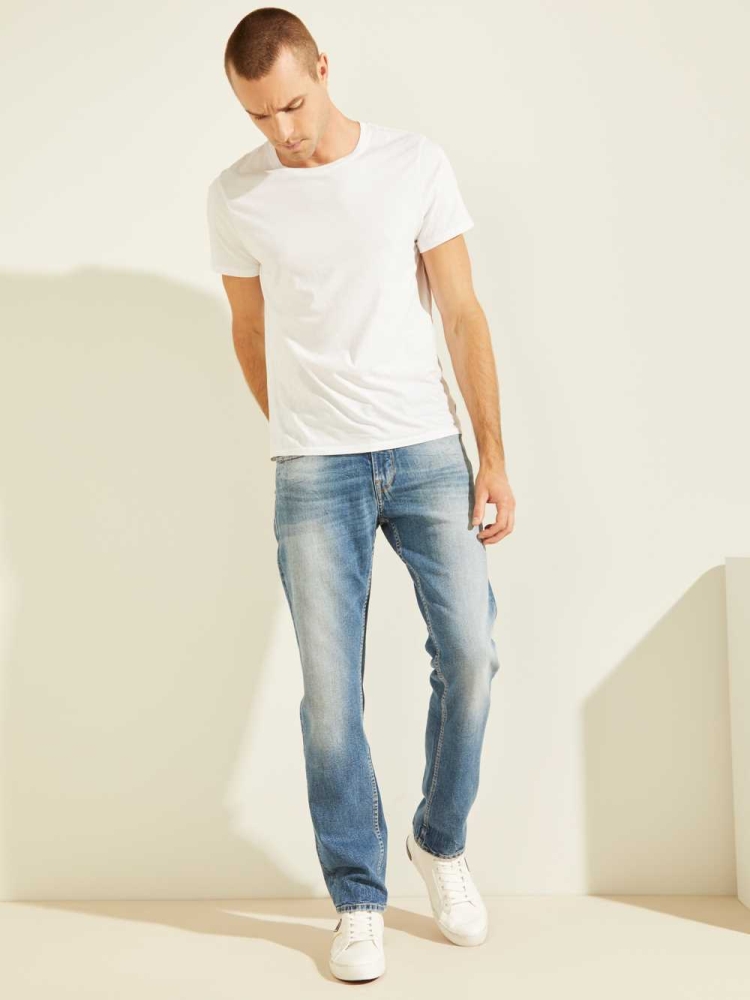 GUESS Regular Straight Faded Men's Jeans Wash | UK8037QTC