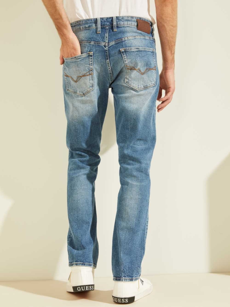 GUESS Regular Straight Faded Men's Jeans Wash | UK8037QTC