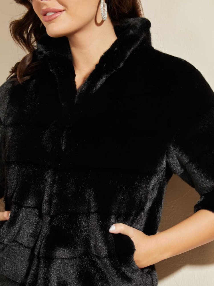 GUESS Renzo Faux-Fur Women's Jackets Black | UK1082RTS