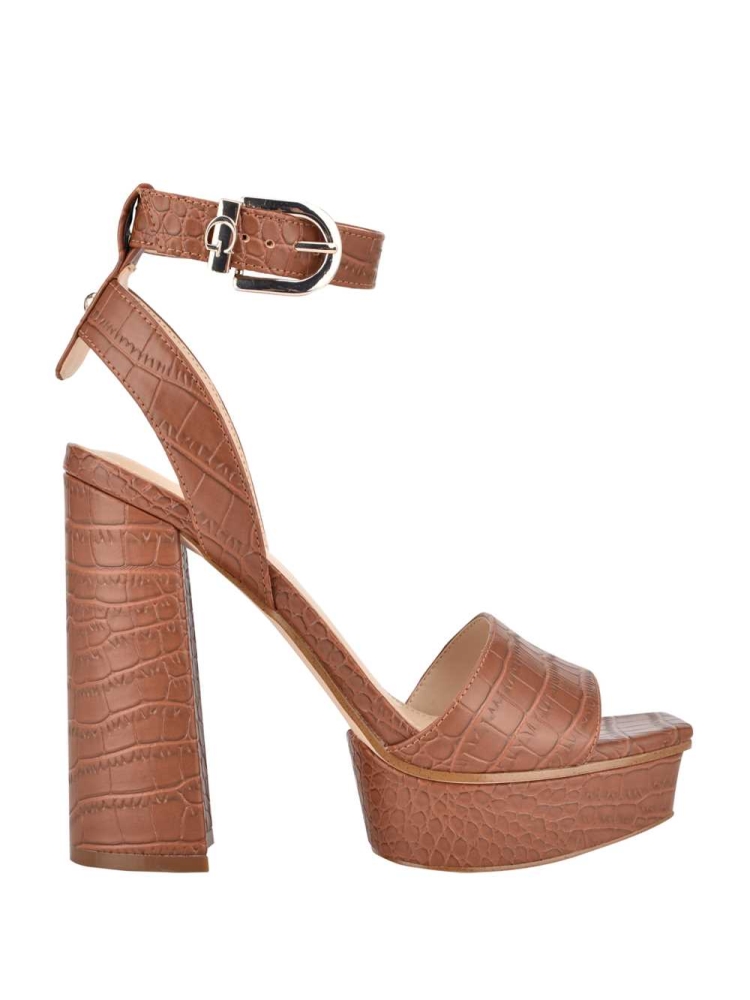 GUESS Rippa Croc Platform Women's Platform Sandals Brown | UK2813PJI