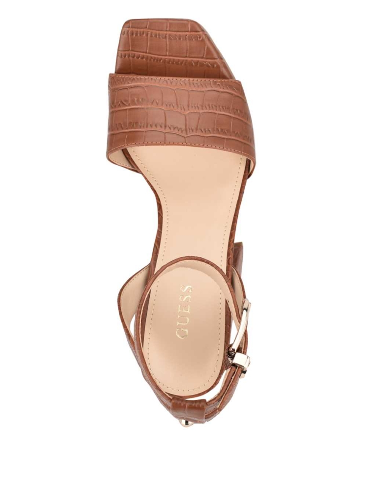 GUESS Rippa Croc Platform Women's Platform Sandals Brown | UK2813PJI