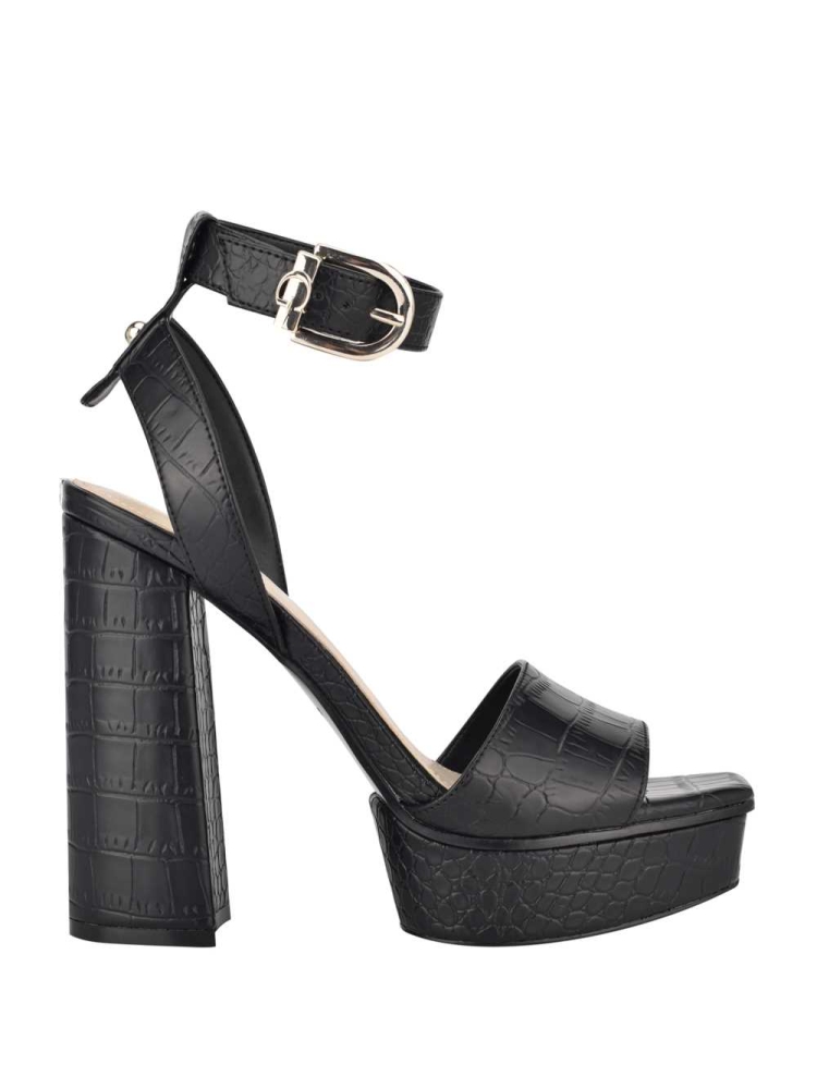 GUESS Rippa Croc Platform Women's Platform Sandals Black | UK5632YJR