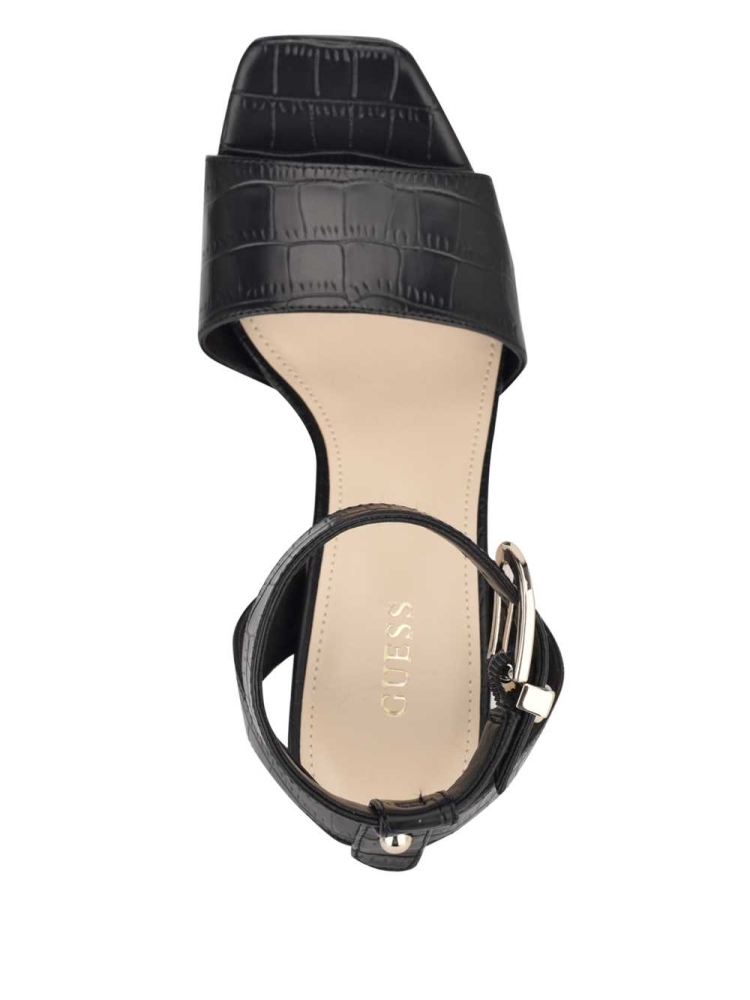 GUESS Rippa Croc Platform Women's Platform Sandals Black | UK5632YJR