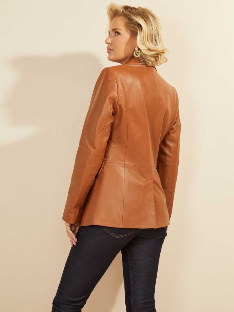 GUESS Roxanna Leather Women's Blazer Brown | UK7460XGB