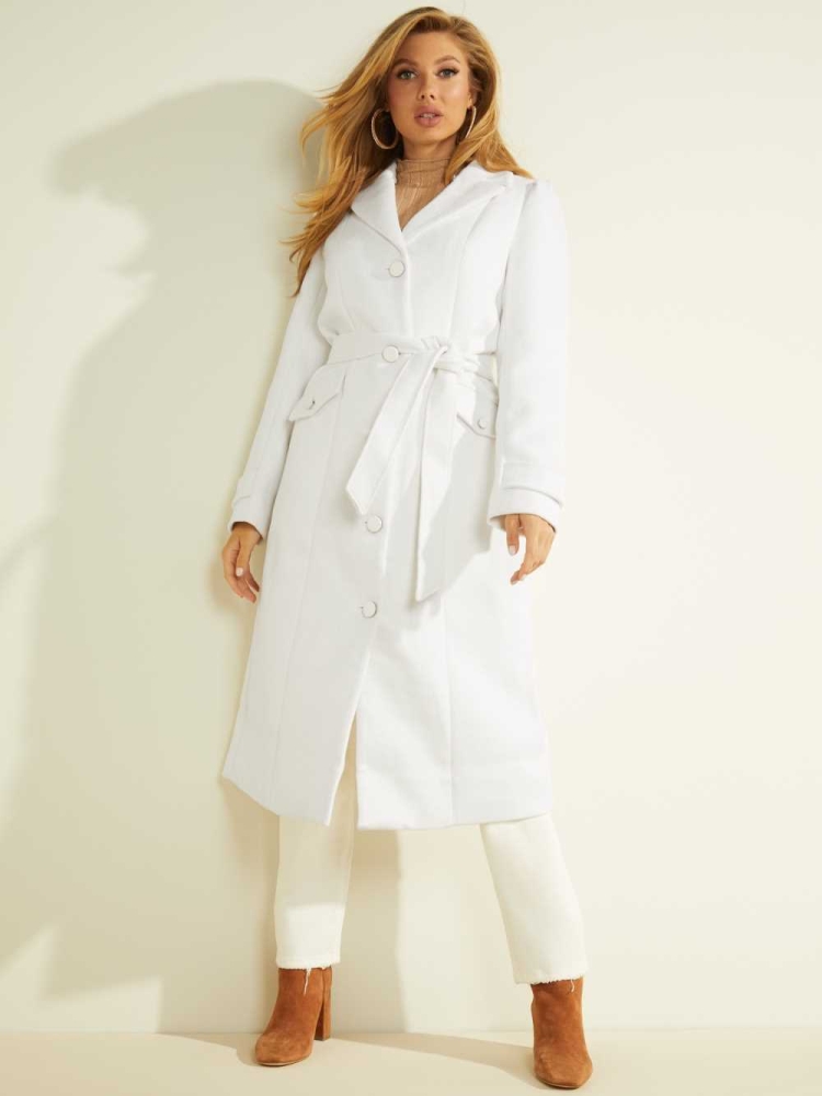 GUESS Ruby Women's Coats White | UK9674EOT