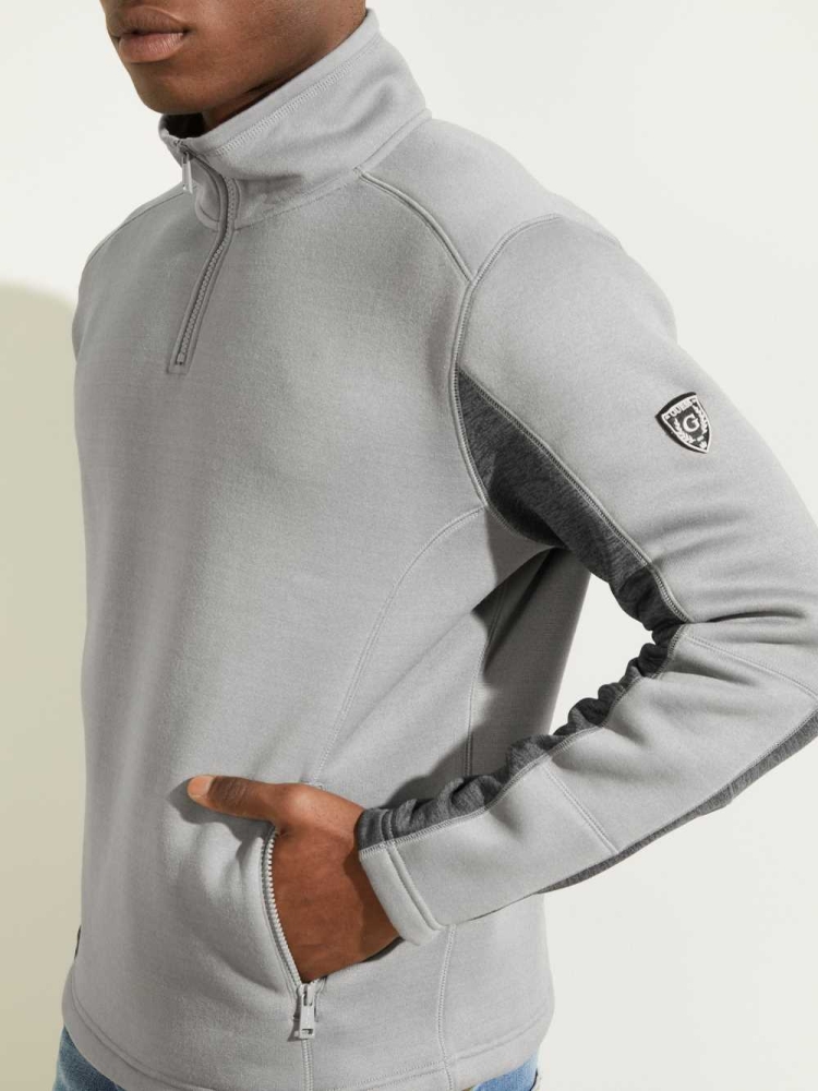 GUESS Runyon Fleece Half-Zip Men's Pullover Grey | UK7201AXU