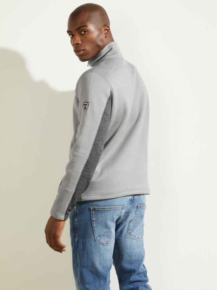 GUESS Runyon Fleece Half-Zip Men's Pullover Grey | UK7201AXU