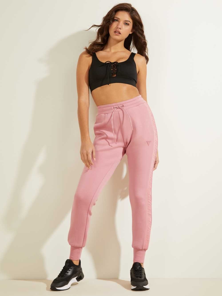 GUESS Scuba Logo Tape Women's Joggers Pink | UK0718FXI