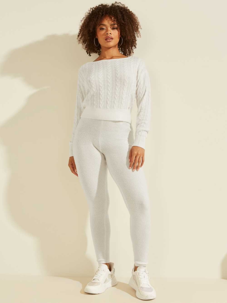 GUESS Serena Women's Leggings Cream White | UK9423HRT