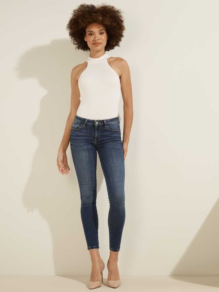 GUESS Sexy Curve Mid-Rise Skinny Women's Jeans Wash | UK1275CGE