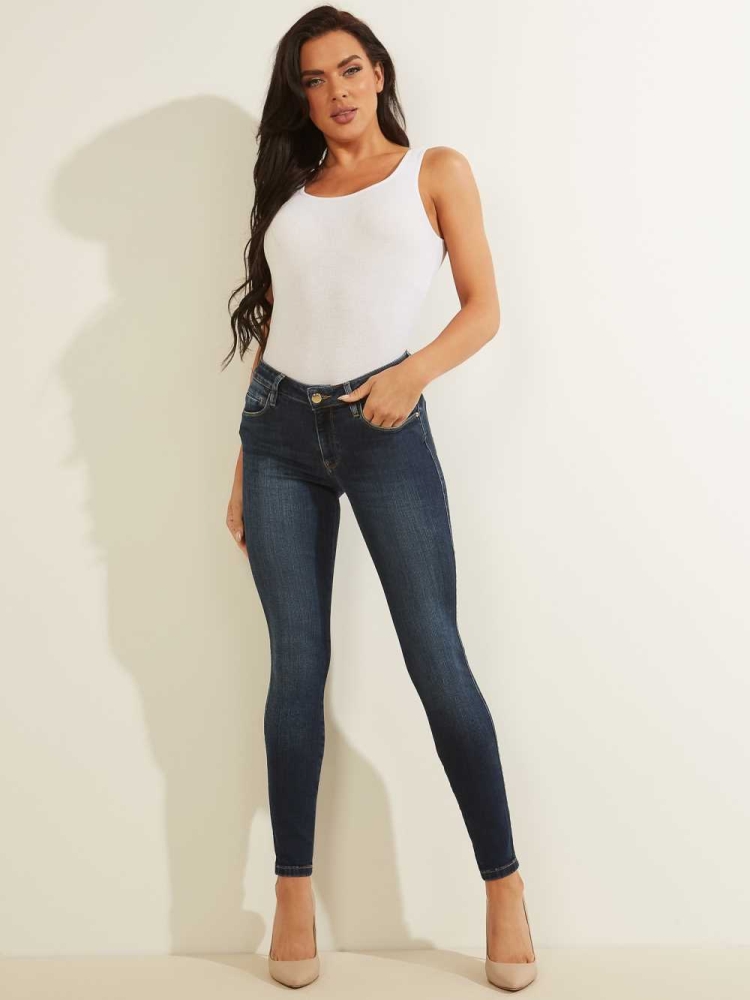 GUESS Sexy Curve Mid-Rise Skinny Women's Jeans Brown | UK8190NJQ