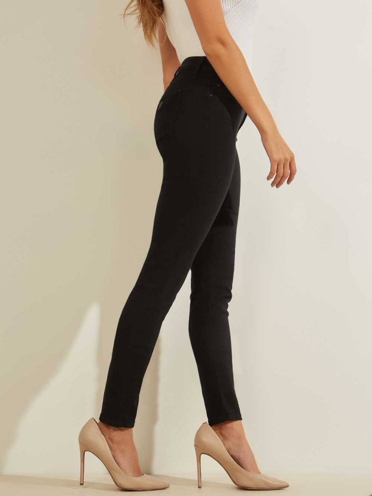 GUESS Sexy Curve Mid-Rise Skinny Women's Jeans Black | UK9702YVM