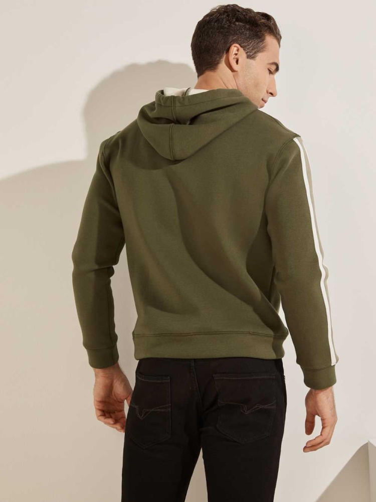 GUESS Side Stripe Men's Hoodies Green | UK7890VYD