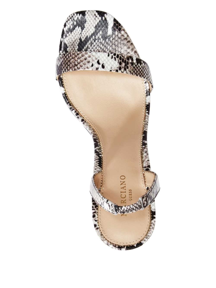 GUESS Single Strap Python Heel Women's Heels Sandals Black Multicolor | UK1675GCB