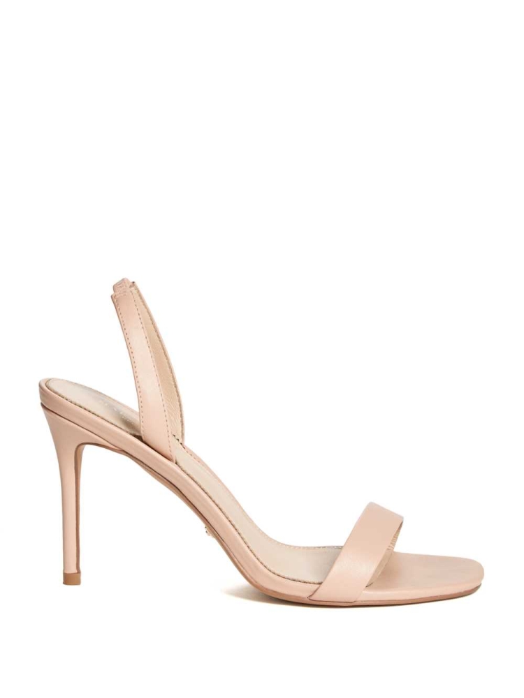 GUESS Single Strap Sling Back Heel Women's Heels Sandals Apricot | UK1235VTY