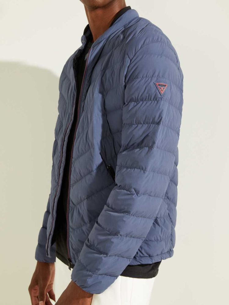 GUESS Slim Fit Puffer Men's Jackets Blue | UK3592TPU