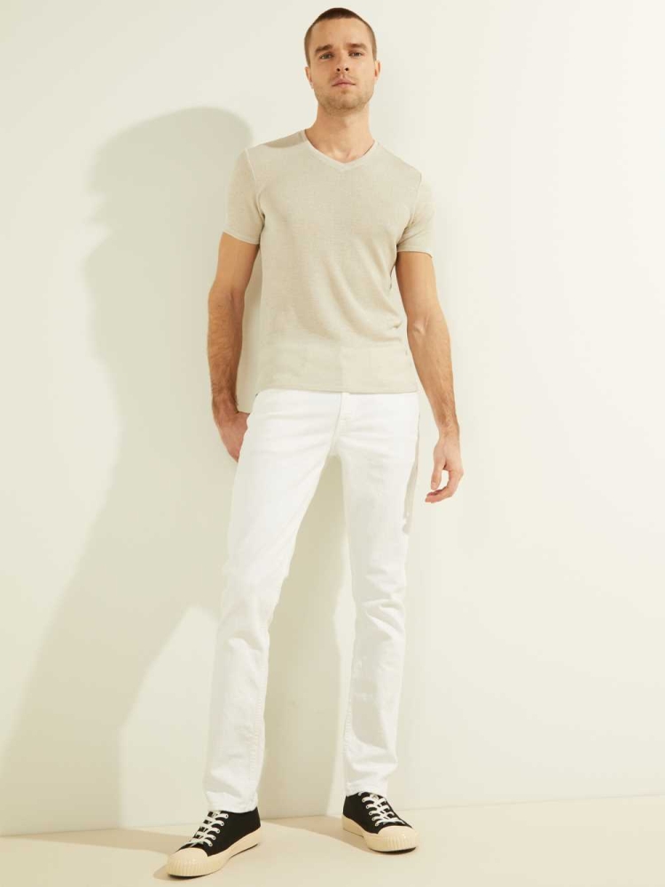 GUESS Slim Tapered Men's Jeans White | UK5274UGK