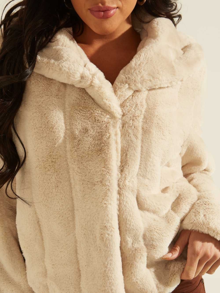 GUESS Sophy Faux-Fur Women's Jackets Beige | UK8724BFD