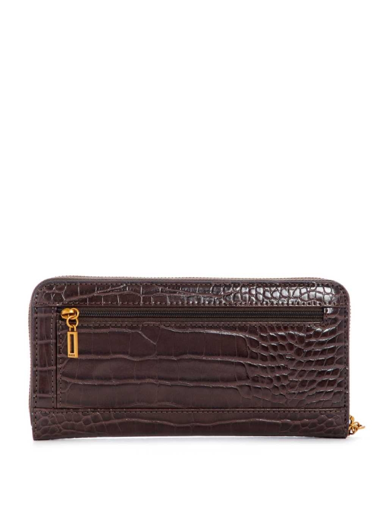 GUESS Stephi Large Zip Around Women's Crossbodies Black Brown | UK1453SBC