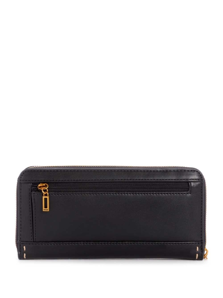 GUESS Stephi Large Zip-Around Women's Wallets Black | UK3871LMP