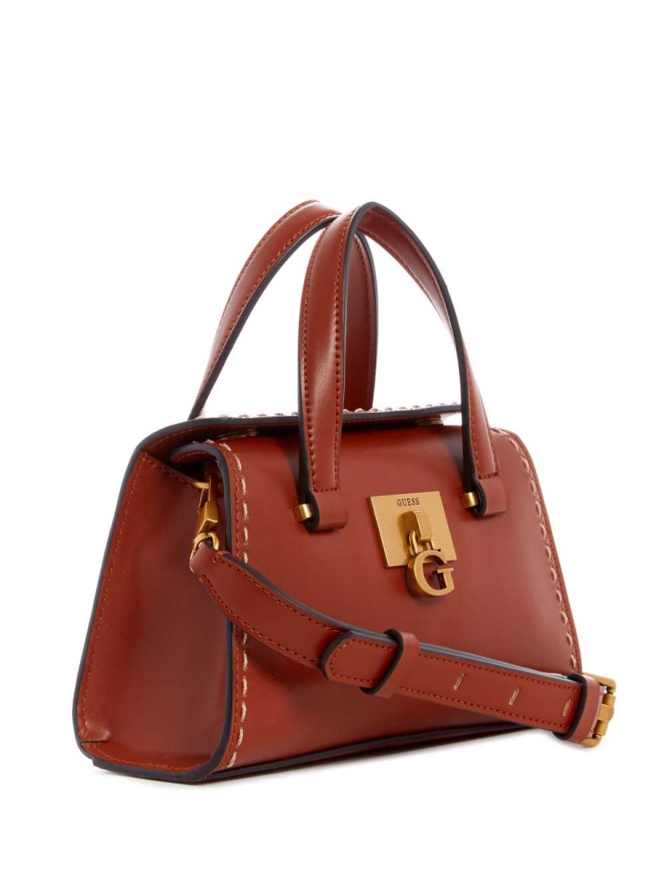 GUESS Stephi Mini Women's Satchels Burgundy | UK4730SJD