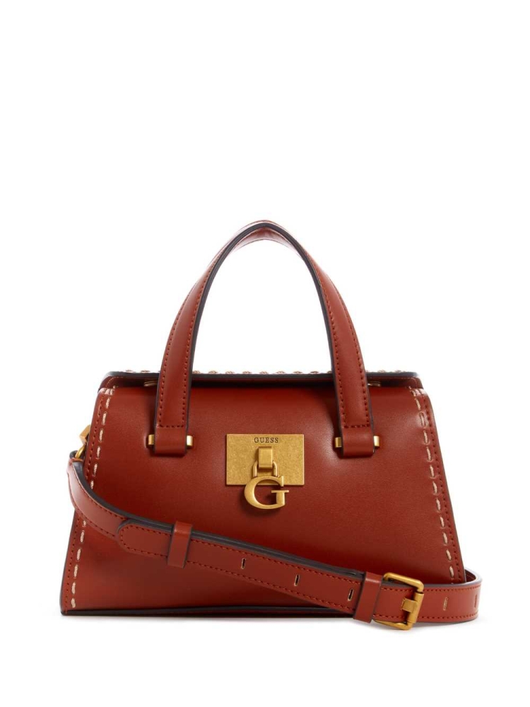 GUESS Stephi Mini Women\'s Satchels Burgundy | UK4730SJD