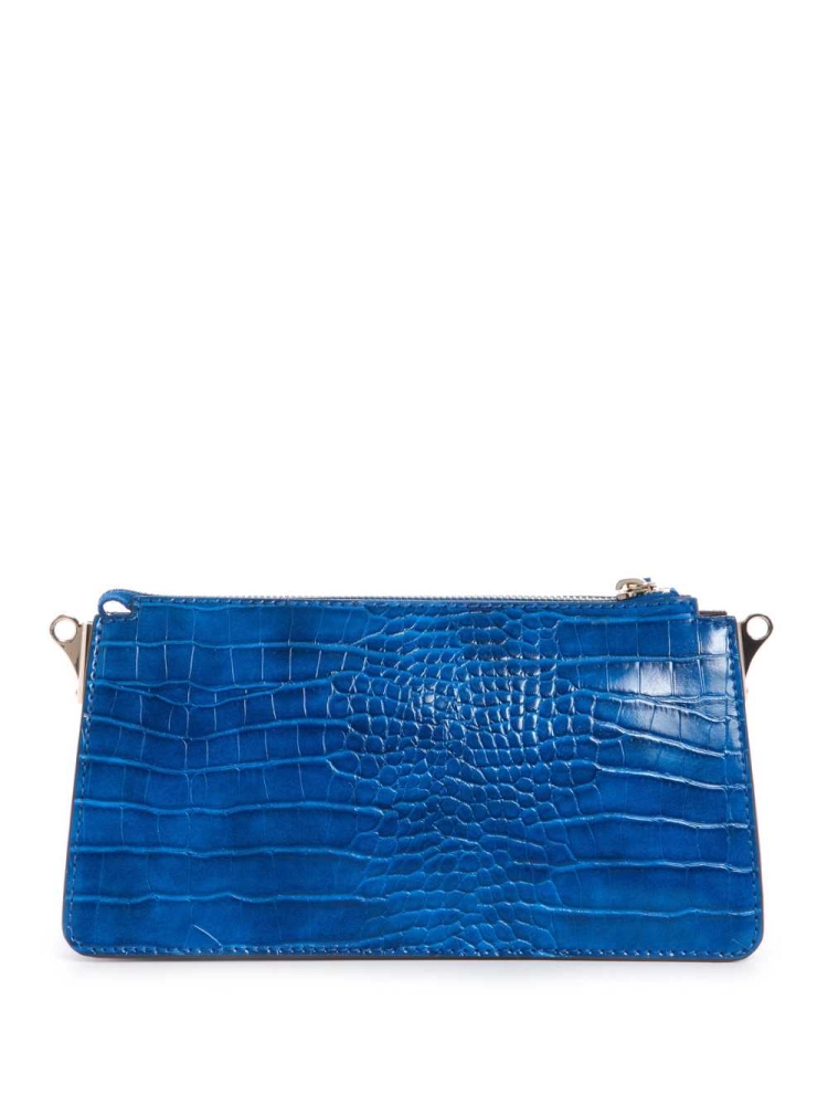 GUESS Stephi Mini Zip Women's Crossbodies Blue | UK6510XJM