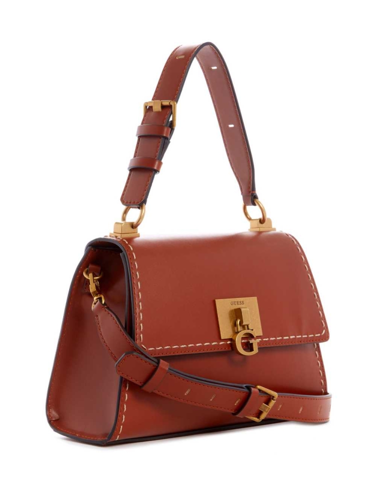 GUESS Stephi Top-Handle Women's Shoulder Bags Burgundy | UK9851JAZ