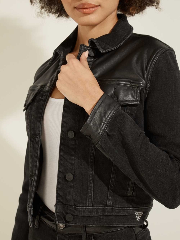 GUESS Stevie Denim Women's Jackets Black | UK3892QXU