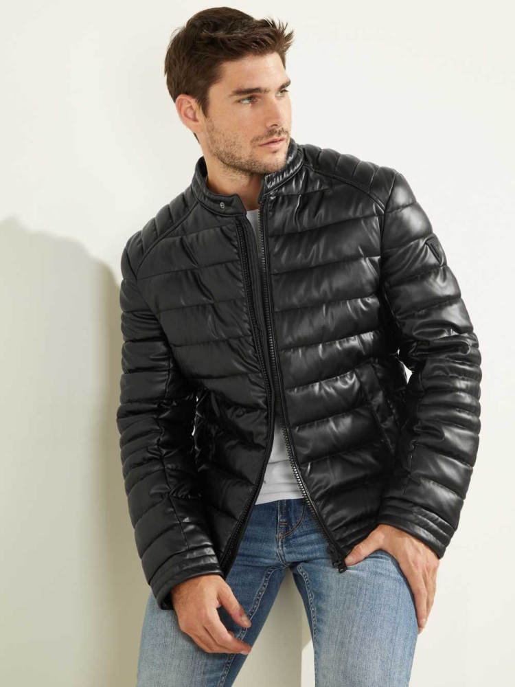 GUESS Stretch Puffer Men's Jackets Black | UK7865WYD