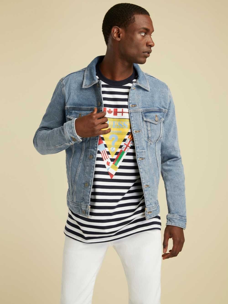 GUESS Summer Games Denim Men's Jackets Wash | UK2306UWJ