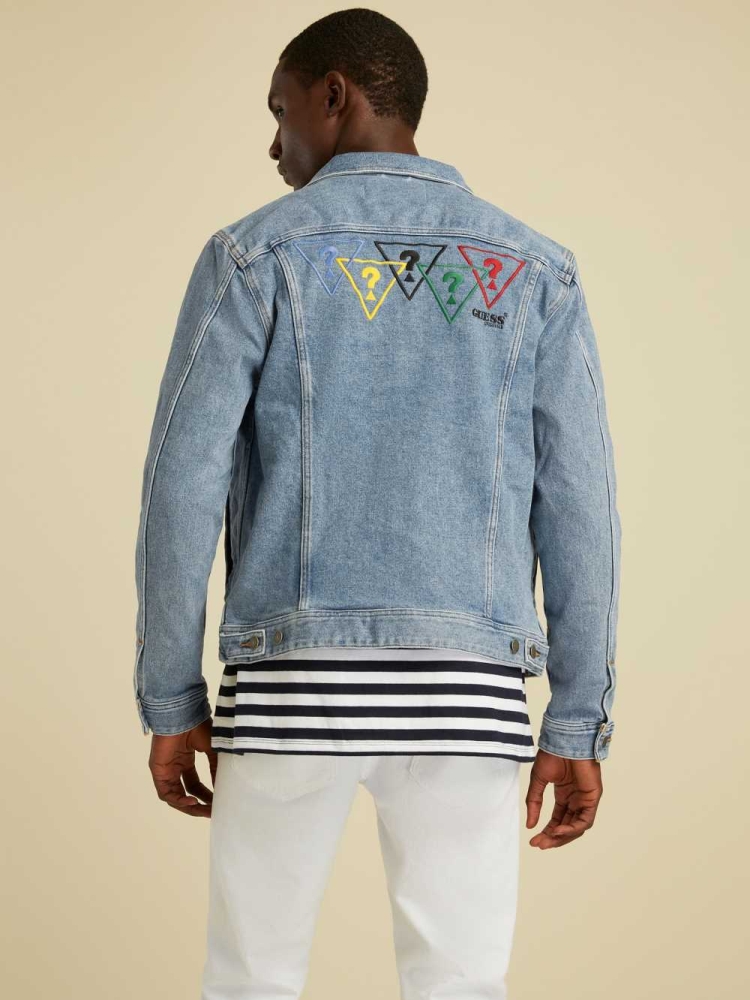 GUESS Summer Games Denim Men's Jackets Wash | UK2306UWJ