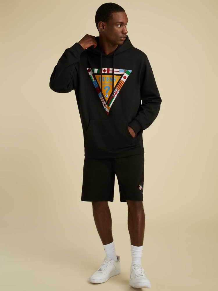 GUESS Summer Games Logo Men's Hoodies Black | UK3697LOK