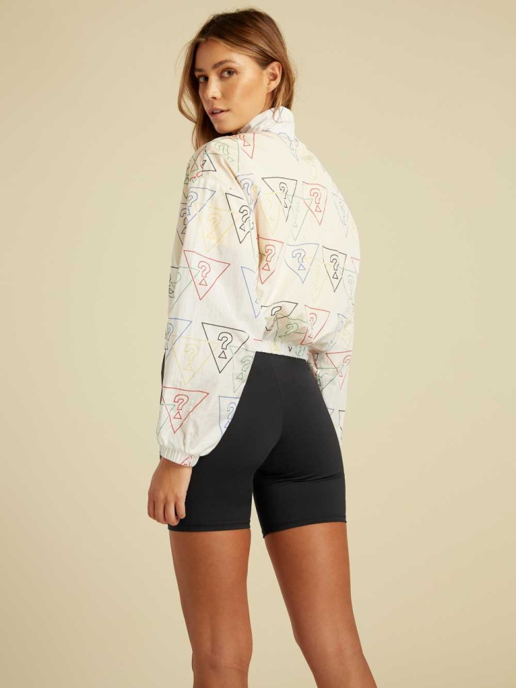 GUESS Summer Games Women's Windbreaker White Multicolor | UK7253YIM