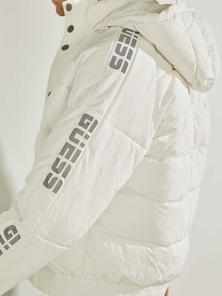 GUESS Summit Nylon Ski Puffer Men's Jackets White | UK4631XVG