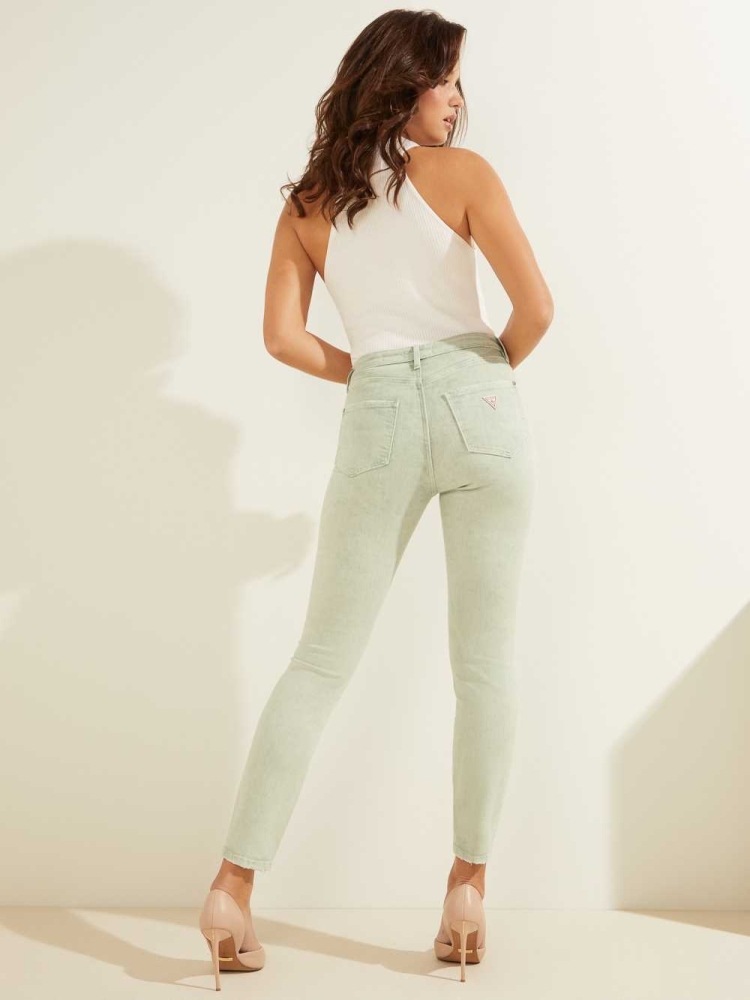 GUESS Super-High Rise Ultimate Skinny Women's Jeans Green | UK2094PAZ