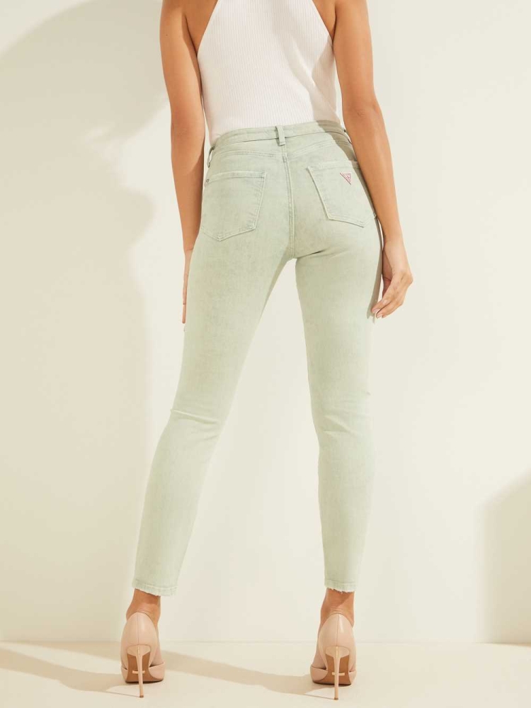 GUESS Super-High Rise Ultimate Skinny Women's Jeans Green | UK2094PAZ